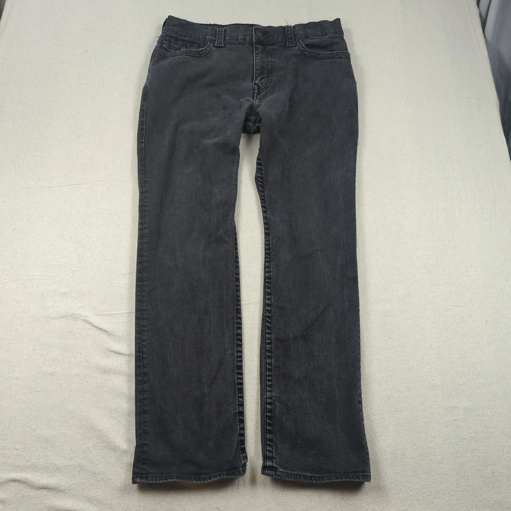 True Religion Jeans Mens 36x31 Black Ricky Relaxed Straight Flap Pocket